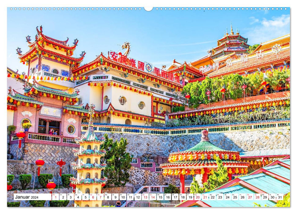 Kek-Lok Tempel mit farbenfrohen Eindrücken (CALVENDO Premium Wandkalender 2024)