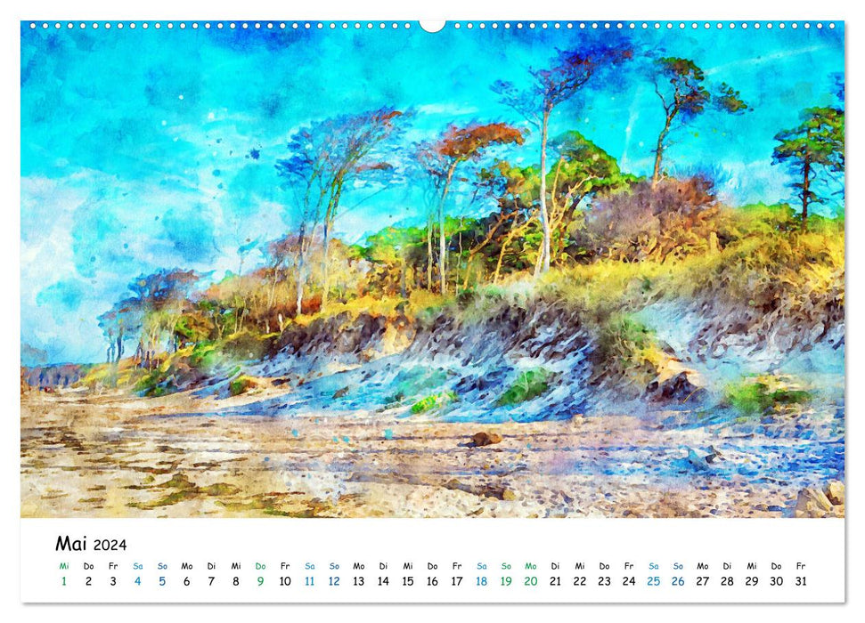 Watercolor illustrations from Darß (CALVENDO wall calendar 2024) 