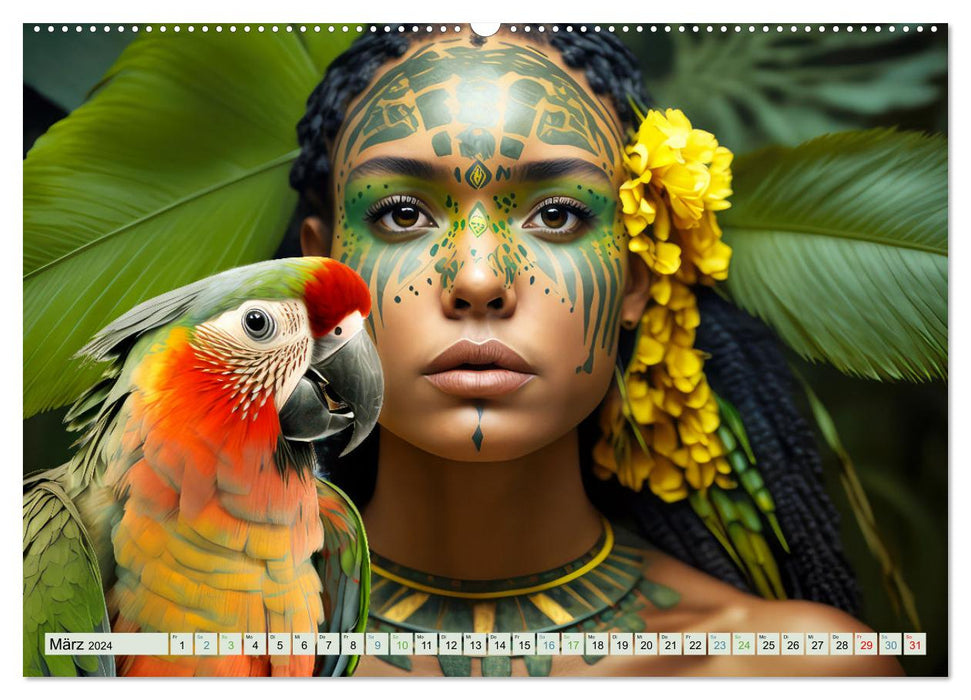 Exotic women portraits in the jungle (CALVENDO wall calendar 2024) 