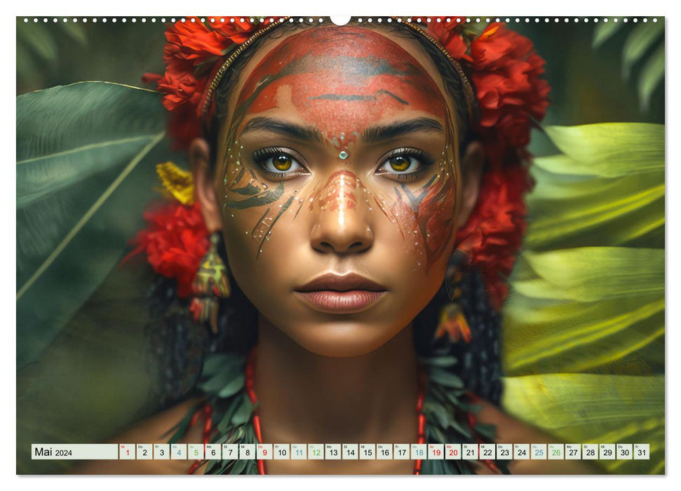 Exotic women portraits in the jungle (CALVENDO wall calendar 2024) 