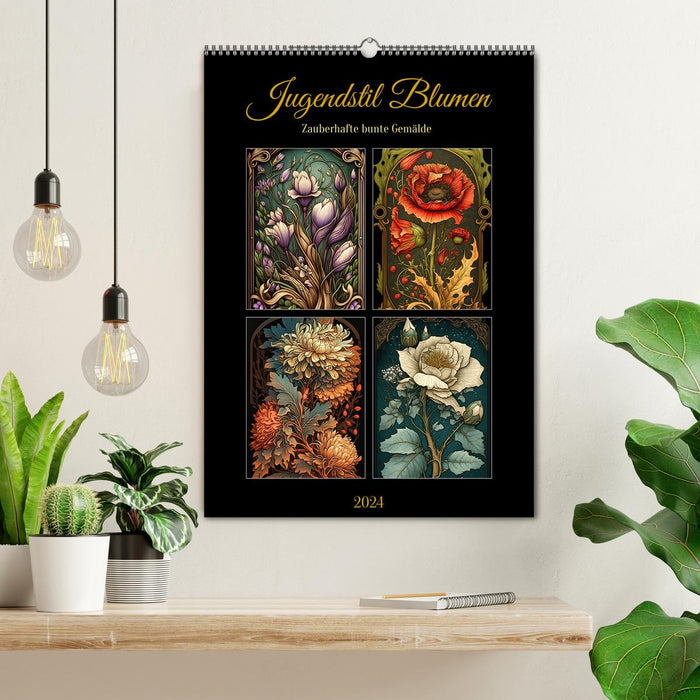 Art Nouveau flowers (CALVENDO wall calendar 2024) 
