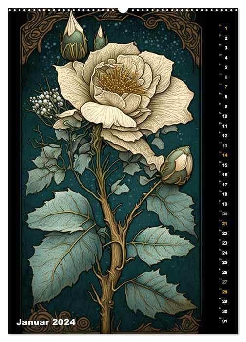 Jugendstil Blumen (CALVENDO Wandkalender 2024)