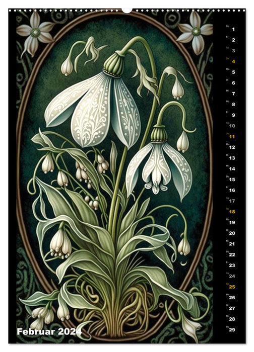 Art Nouveau flowers (CALVENDO wall calendar 2024) 