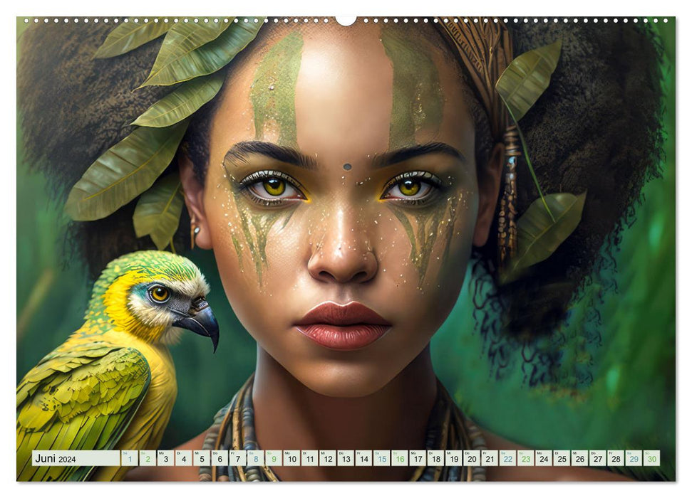 Exotic women portraits in the jungle (CALVENDO Premium Wall Calendar 2024) 