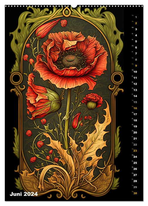 Jugendstil Blumen (CALVENDO Premium Wandkalender 2024)