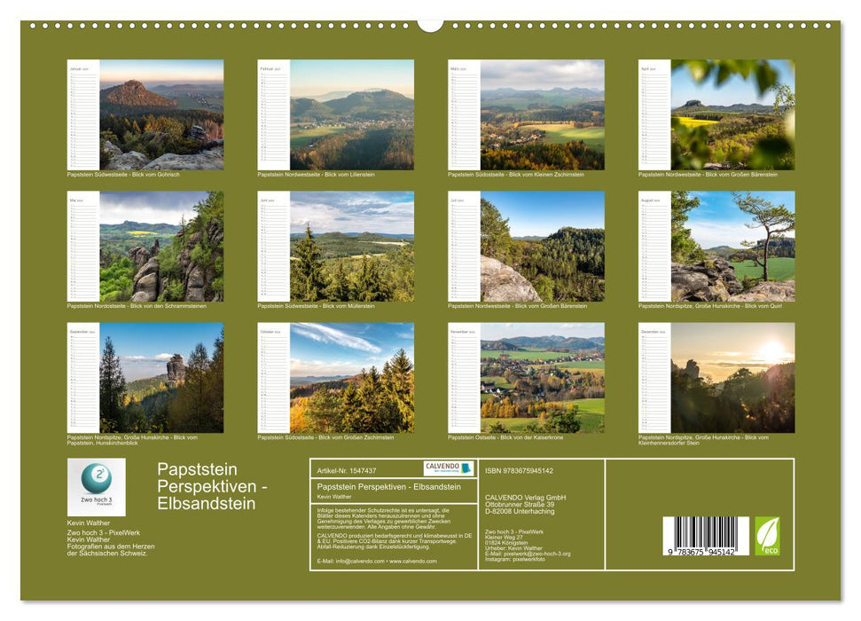 Papststein Perspektiven - Elbsandstein (CALVENDO Premium Wandkalender 2024)