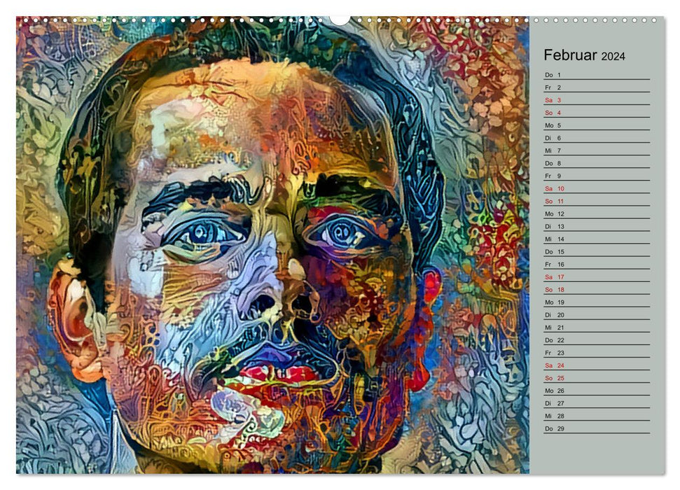 Portraits psychédéliques (Calendrier mural CALVENDO Premium 2024) 