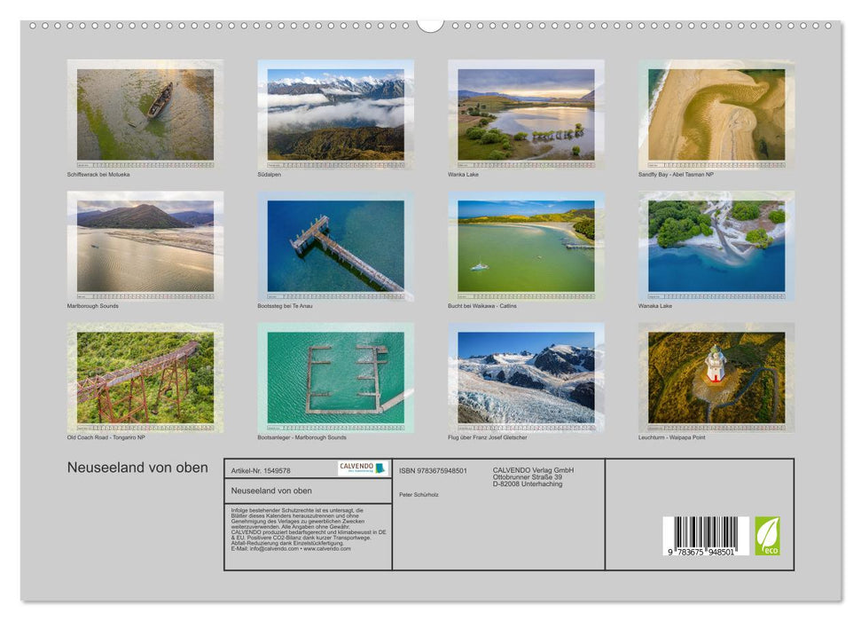 Neuseeland von oben (CALVENDO Premium Wandkalender 2024)