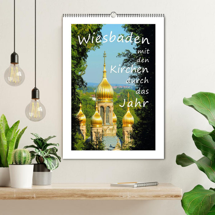 Wiesbaden - mit den Kirchen durch das Jahr (CALVENDO Wandkalender 2024)