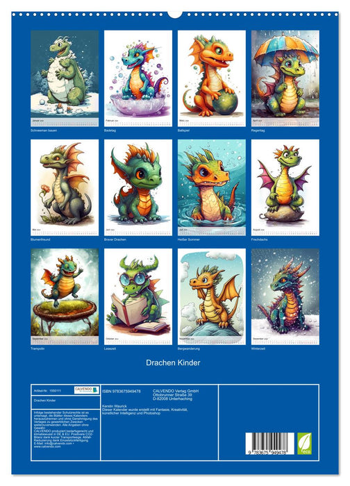 Enfants Dragons (Calendrier mural CALVENDO Premium 2024) 