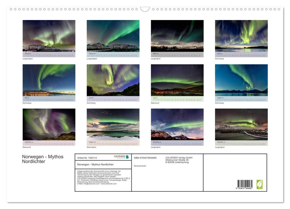 Norwegen - Mythos Nordlichter (CALVENDO Wandkalender 2024)