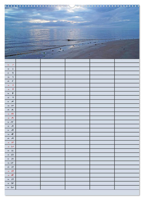 Une journée à la mer - planning familial (Calendrier mural CALVENDO Premium 2024) 