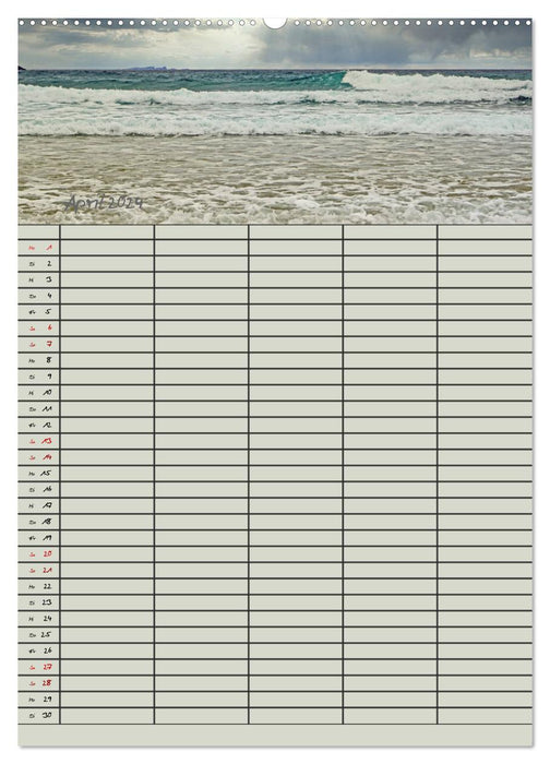 Une journée à la mer - planning familial (Calendrier mural CALVENDO Premium 2024) 