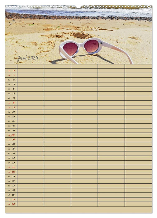 Ein Tag am Meer - Familienplaner (CALVENDO Premium Wandkalender 2024)