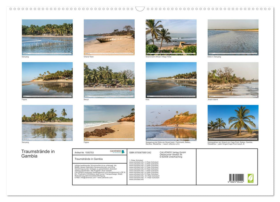 Plages de rêve en Gambie (Calendrier mural CALVENDO 2024) 