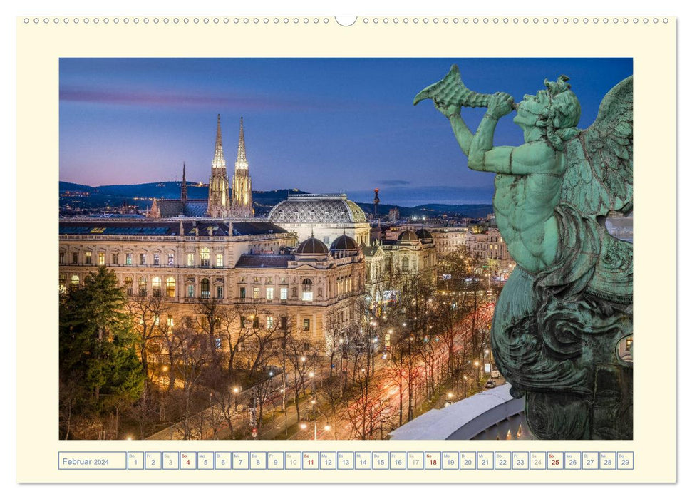 An der schönen blauen Donau - Ein Spaziergang in Wien (CALVENDO Premium Wandkalender 2024)