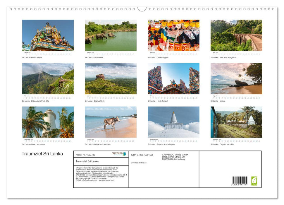 Traumziel Sri Lanka (CALVENDO Wandkalender 2024)