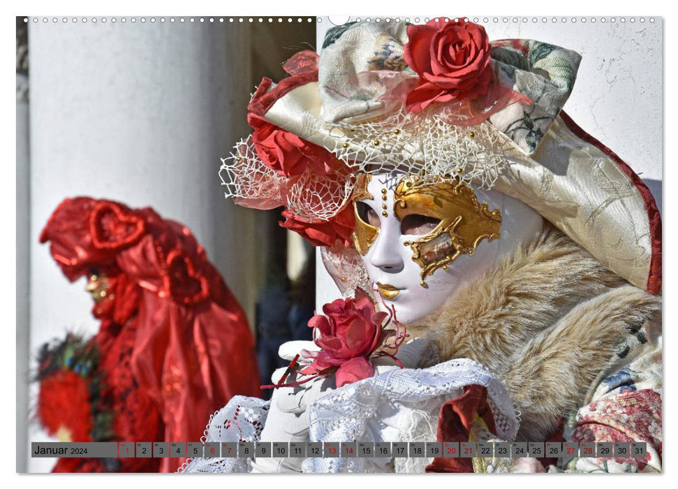 BUNT . PRÄCHTIG . FARBENFROH . Das ist der Karneval in Venedig (CALVENDO Wandkalender 2024)