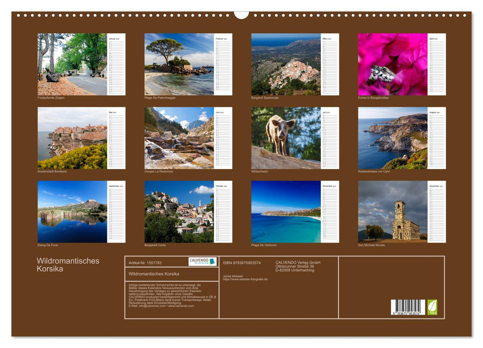 Wildromatisches Korsika (CALVENDO Wandkalender 2024)