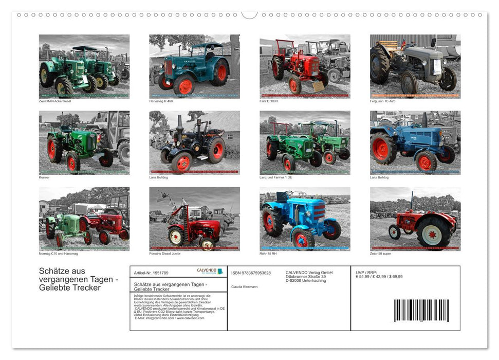 Treasures from days gone by - beloved tractors (CALVENDO wall calendar 2024) 