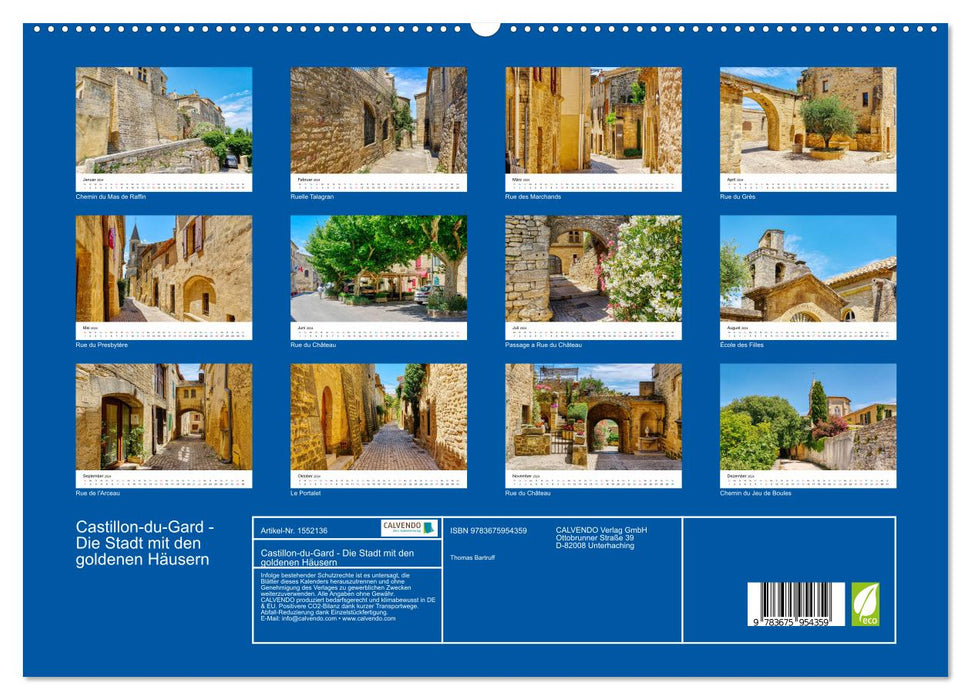 Castillon-du-Gard - The city with the golden houses (CALVENDO Premium Wall Calendar 2024) 