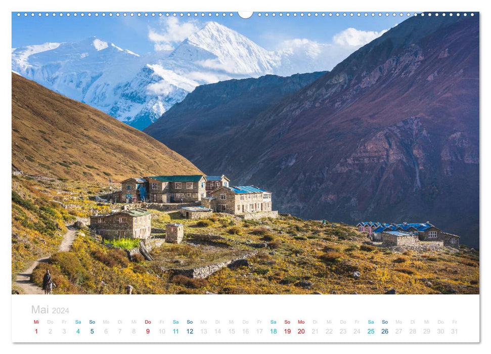 Abenteuer Himalaya - Fernwandern im Annapurna (CALVENDO Premium Wandkalender 2024)