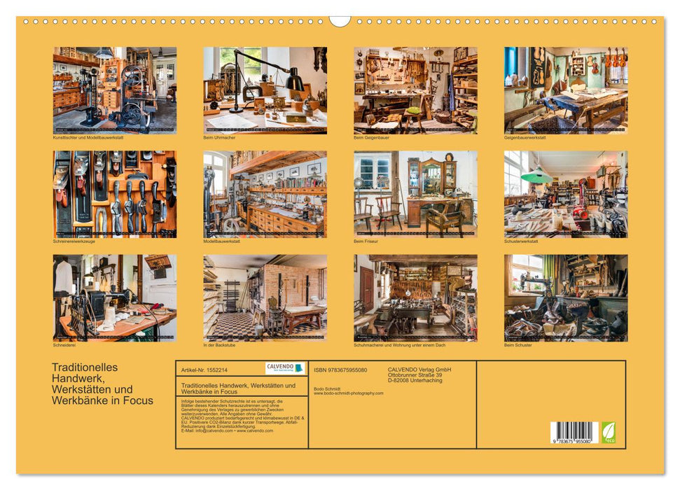 Traditionelles Handwerk, Werkstätten und Werkbänke im Focus (CALVENDO Wandkalender 2024)
