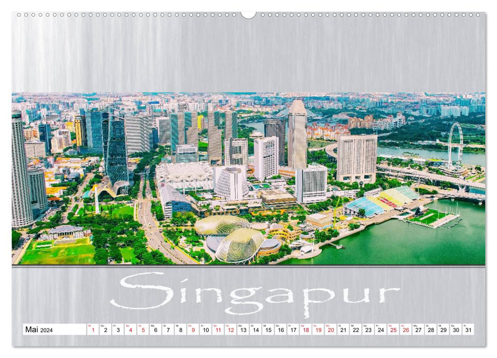 Singapour - vue panoramique (calendrier mural CALVENDO 2024) 