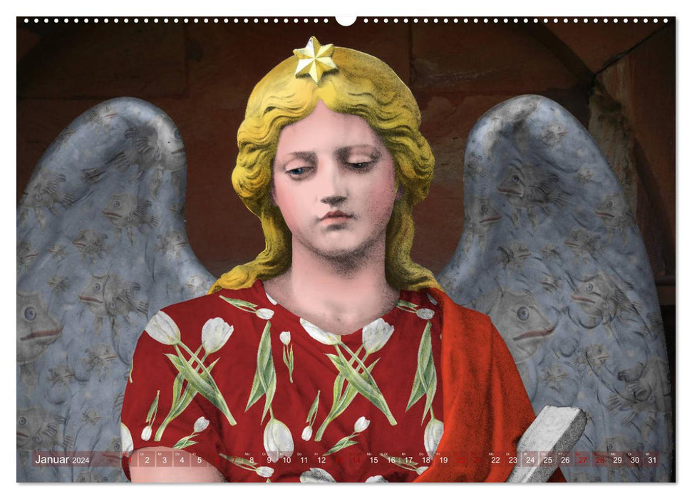 Berlin churchyard angel - newly seen by Kathrin Schwertner (CALVENDO Premium Wall Calendar 2024) 