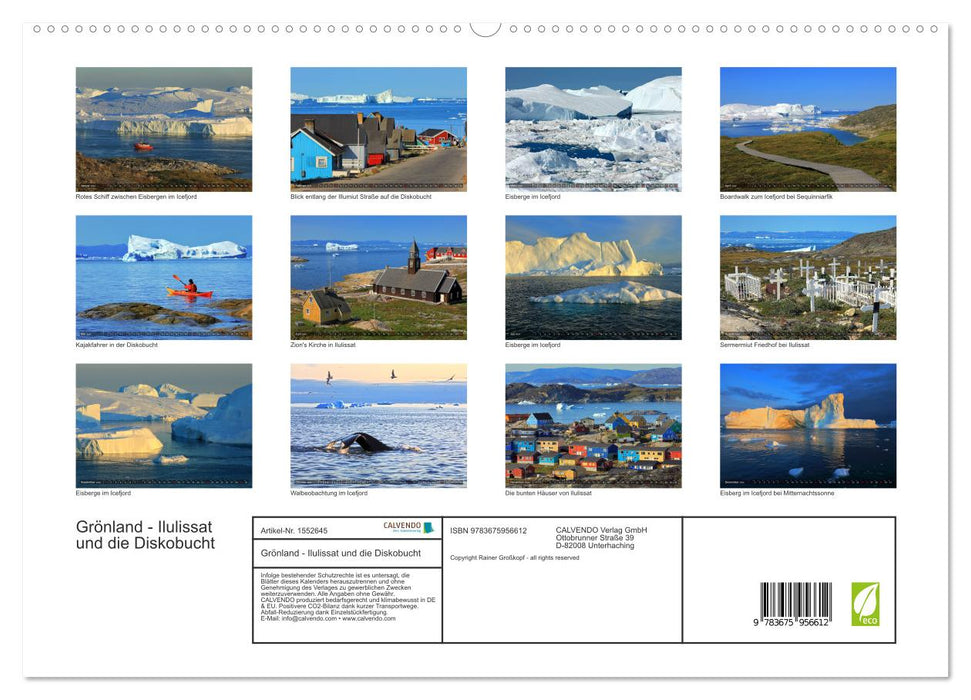 Groenland - Ilulissat et Disko Bay (Calvendo Premium Wall Calendar 2024) 