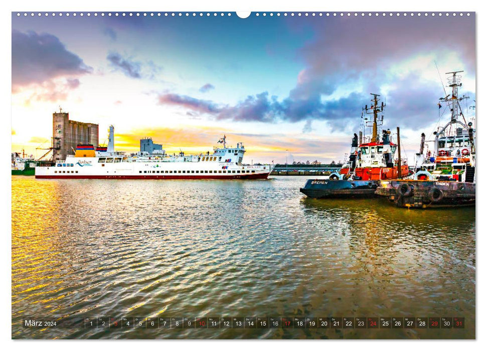 EMDEN Des moments à couper le souffle au bord de l'eau (Calvendo Premium Wall Calendar 2024) 