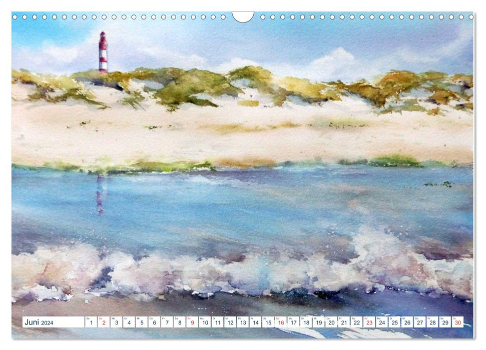 Aquarelles de la mer du Nord (calendrier mural CALVENDO 2024) 