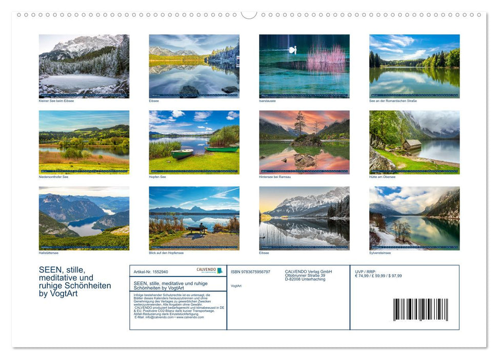 LAKES, quiet, meditative and calm beauties by VogtArt (CALVENDO Premium Wall Calendar 2024) 