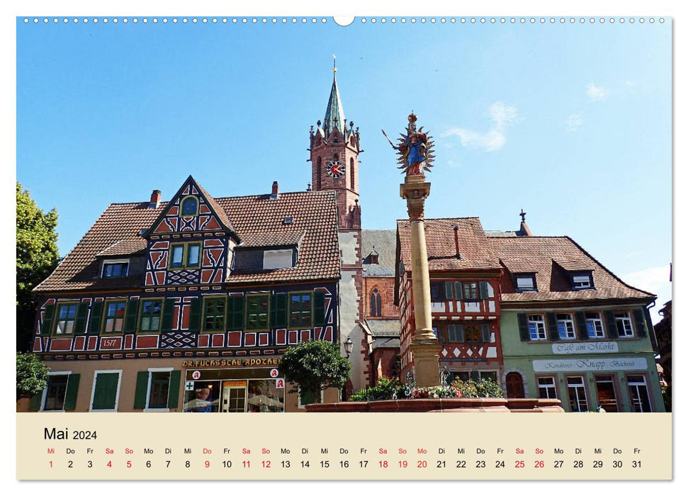 Entlang der Bergstraße Burgen, Wein und Fachwerk (CALVENDO Premium Wandkalender 2024)