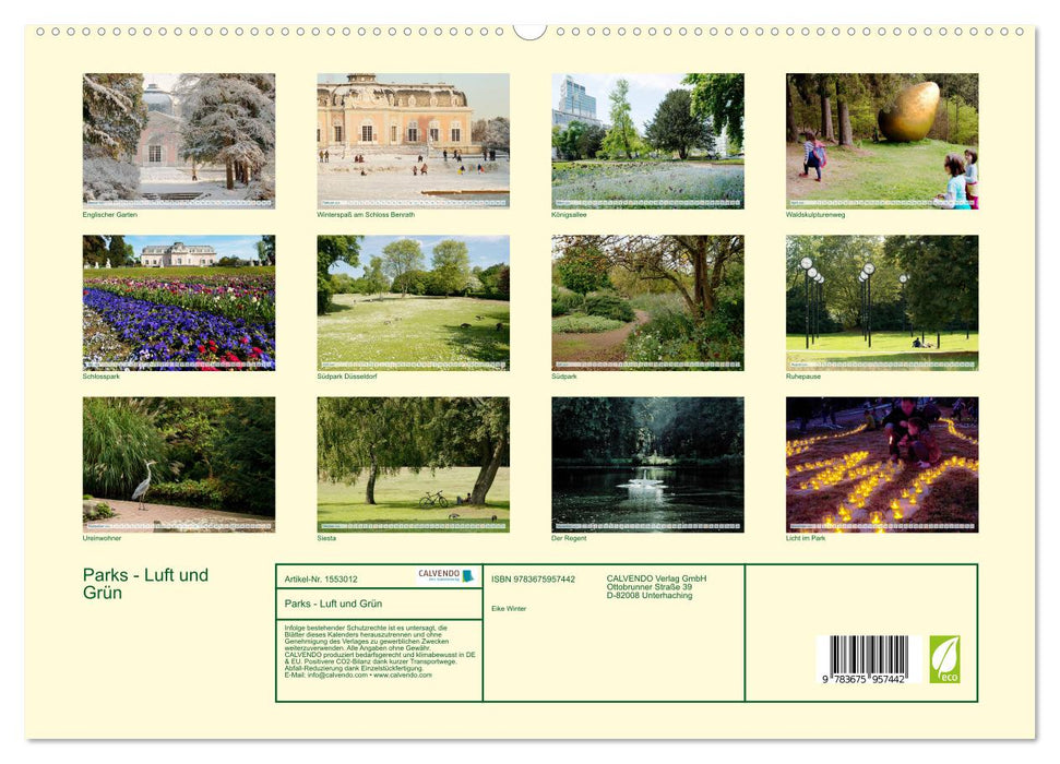 Parks - Luft und Grün (CALVENDO Premium Wandkalender 2024)