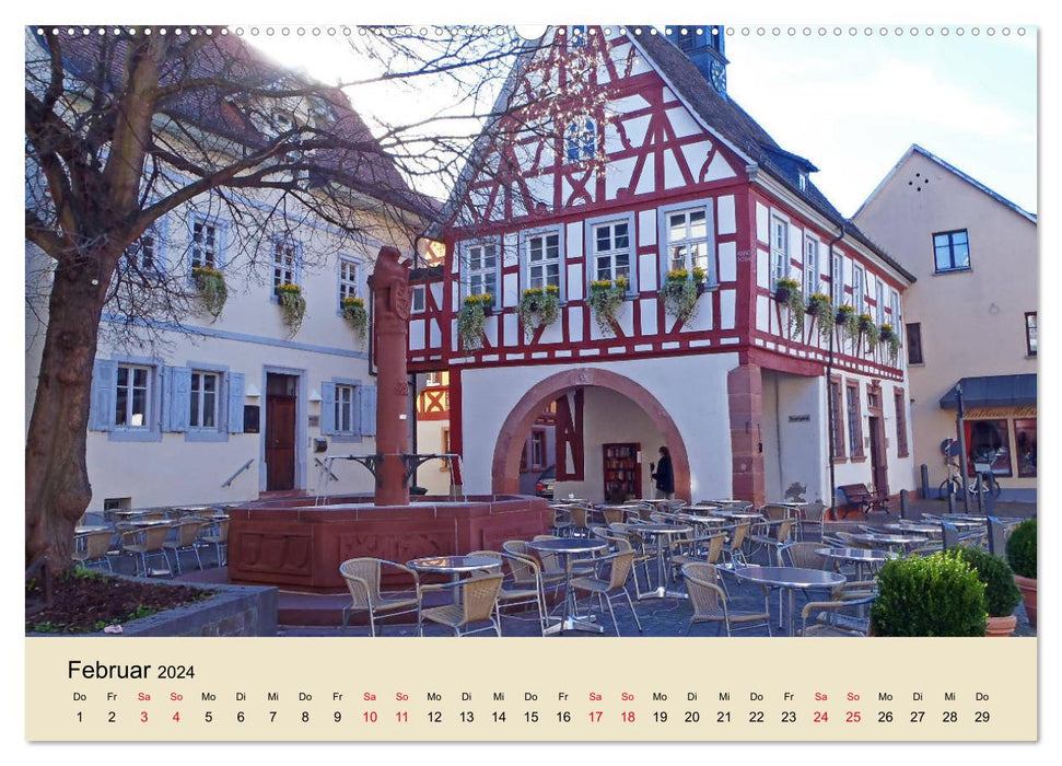 Entlang der Bergstraße Burgen, Wein und Fachwerk (CALVENDO Wandkalender 2024)