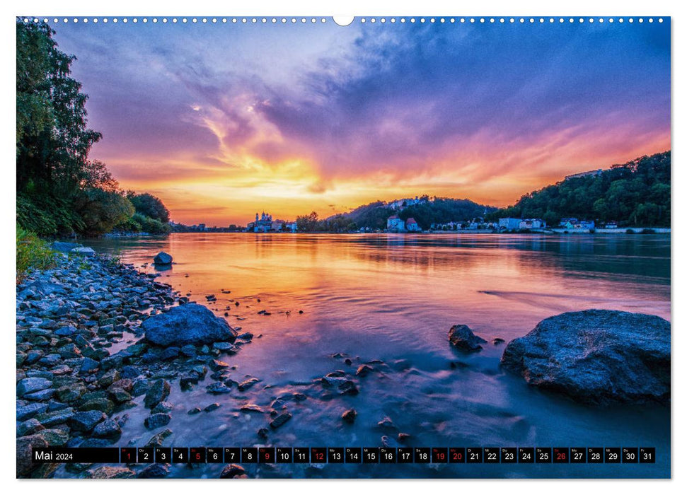 Passau - Die Dreiflüssestadt (CALVENDO Premium Wandkalender 2024)