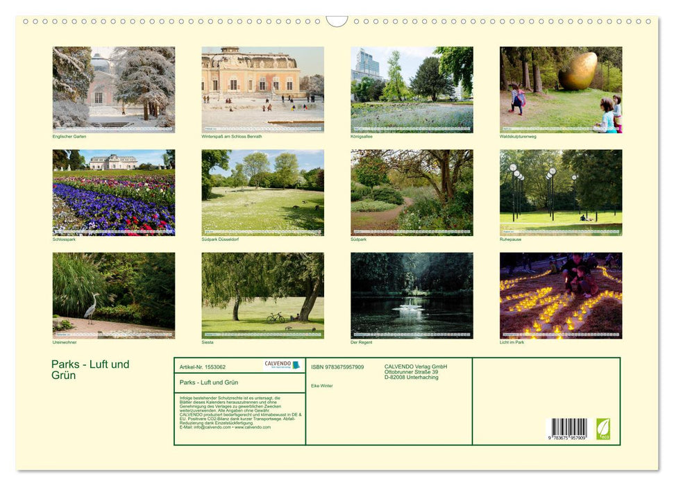 Parks - air and green (CALVENDO wall calendar 2024) 