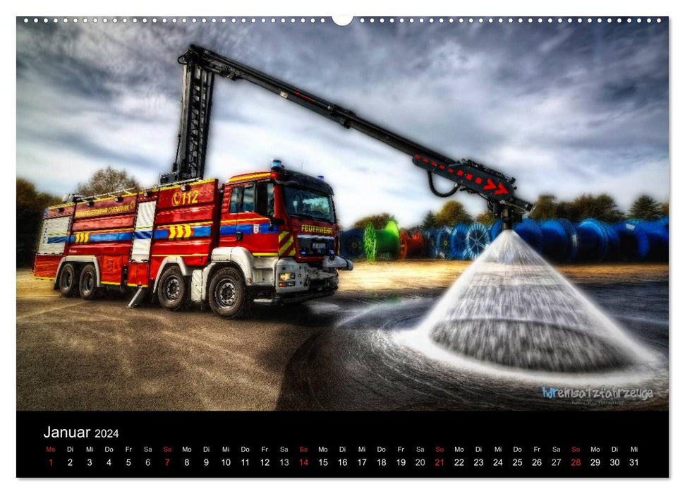 Einsatzfahrzeuge der Feuerwehr (CALVENDO Premium Wandkalender 2024)