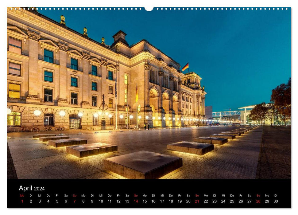 Berlin City bei Nacht (CALVENDO Premium Wandkalender 2024)