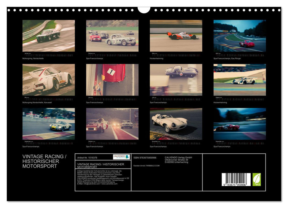 Vintage Racing, historischer Motorsport (CALVENDO Wandkalender 2024)