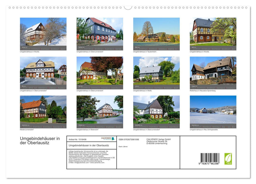 Umgebindehäuser in der Oberlausitz (CALVENDO Premium Wandkalender 2024)