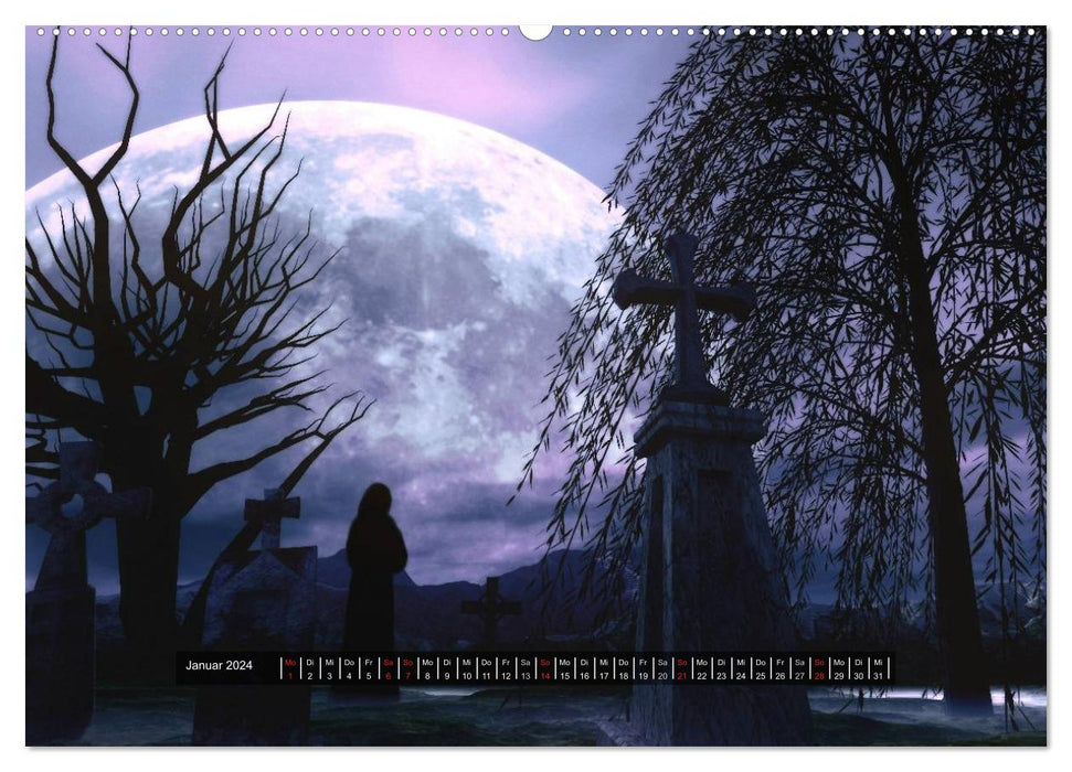 Welten der Nacht – Gothic und Dark Art (CALVENDO Wandkalender 2024)
