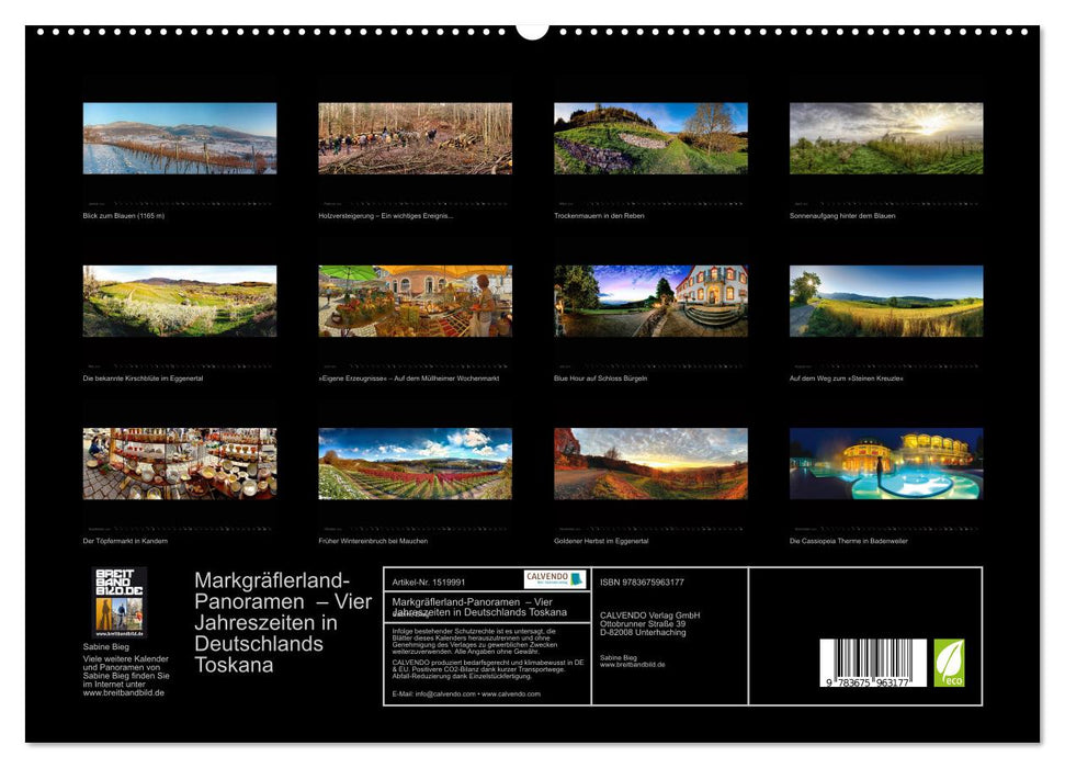 Markgräflerland-Panoramen - Vier Jahreszeiten in der Toskana Deutschlands (CALVENDO Premium Wandkalender 2024)