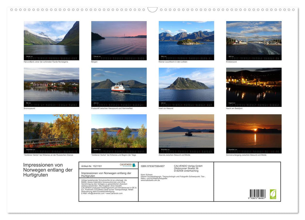 Impressionen von Norwegen entlang der Hurtigruten (CALVENDO Wandkalender 2024)