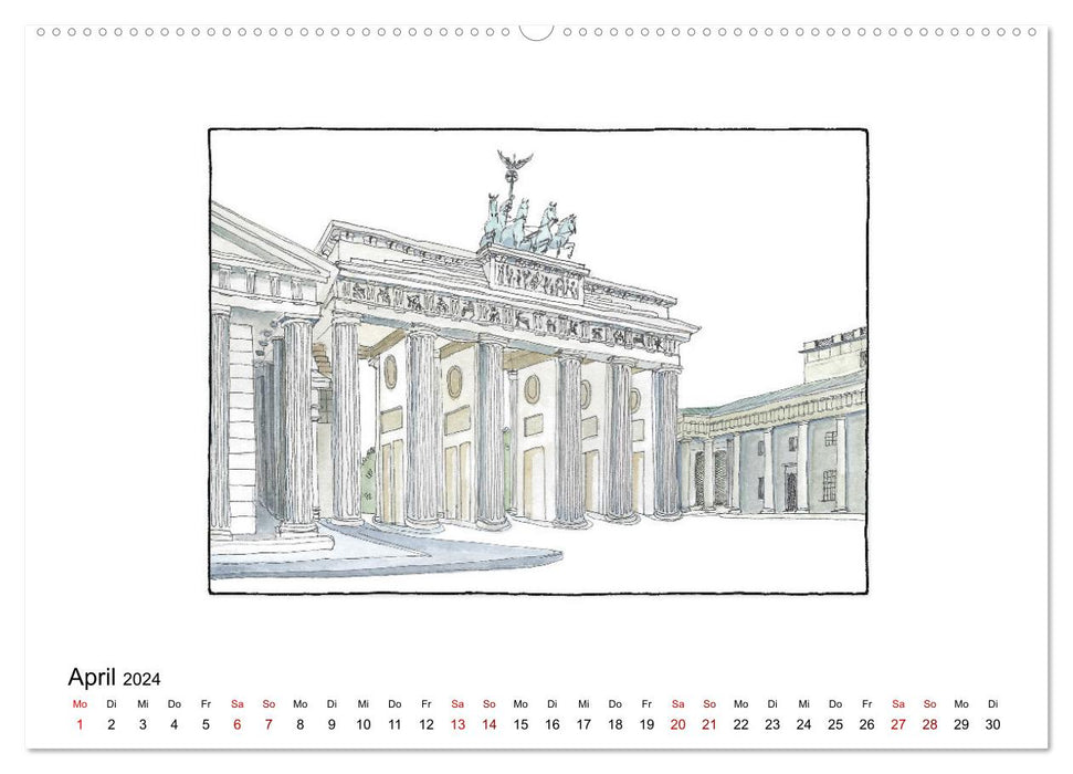 Berlin - in Tinte und Aquarell (CALVENDO Premium Wandkalender 2024)