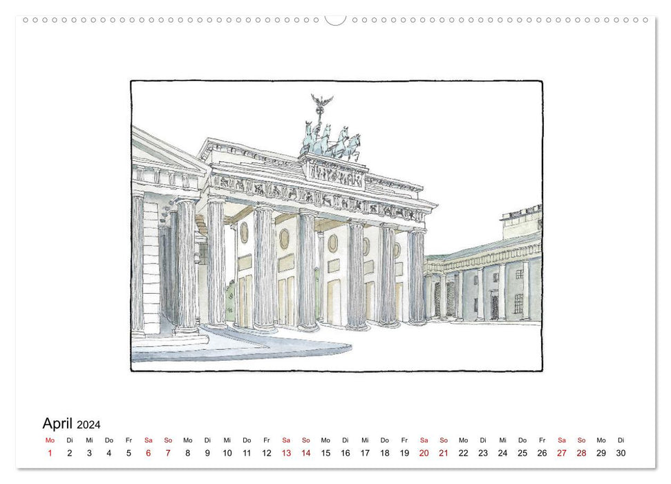 Berlin - in Tinte und Aquarell (CALVENDO Wandkalender 2024)