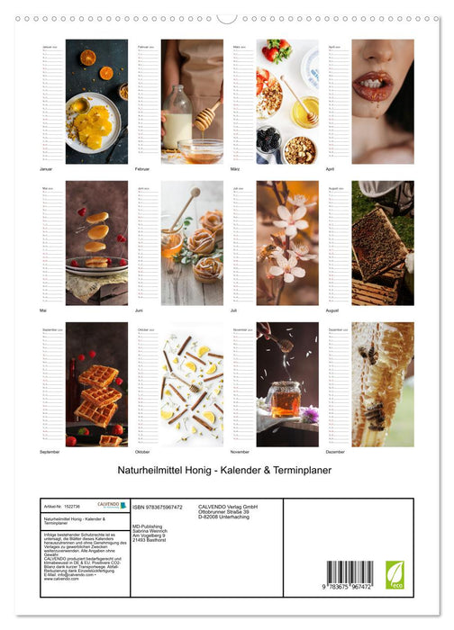 Naturheilmittel Honig - Kalender & Terminplaner (CALVENDO Premium Wandkalender 2024)