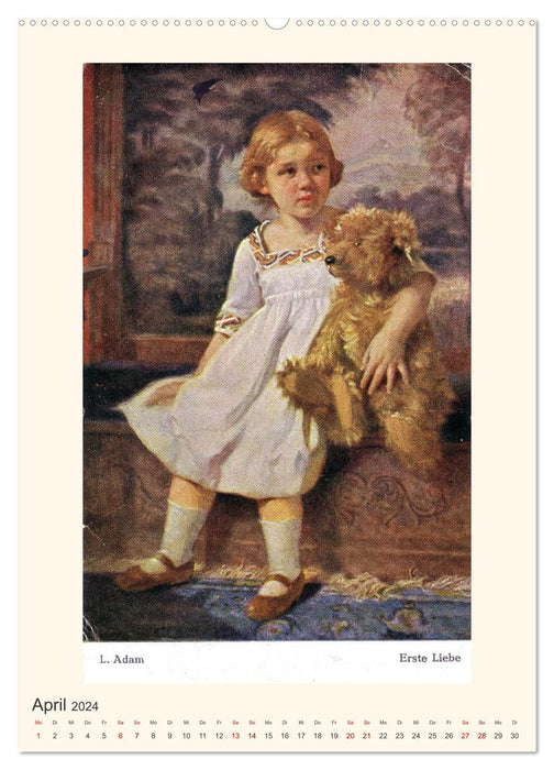 Erste Liebe - Teddybären auf alten Ansichtskarten (CALVENDO Wandkalender 2024)