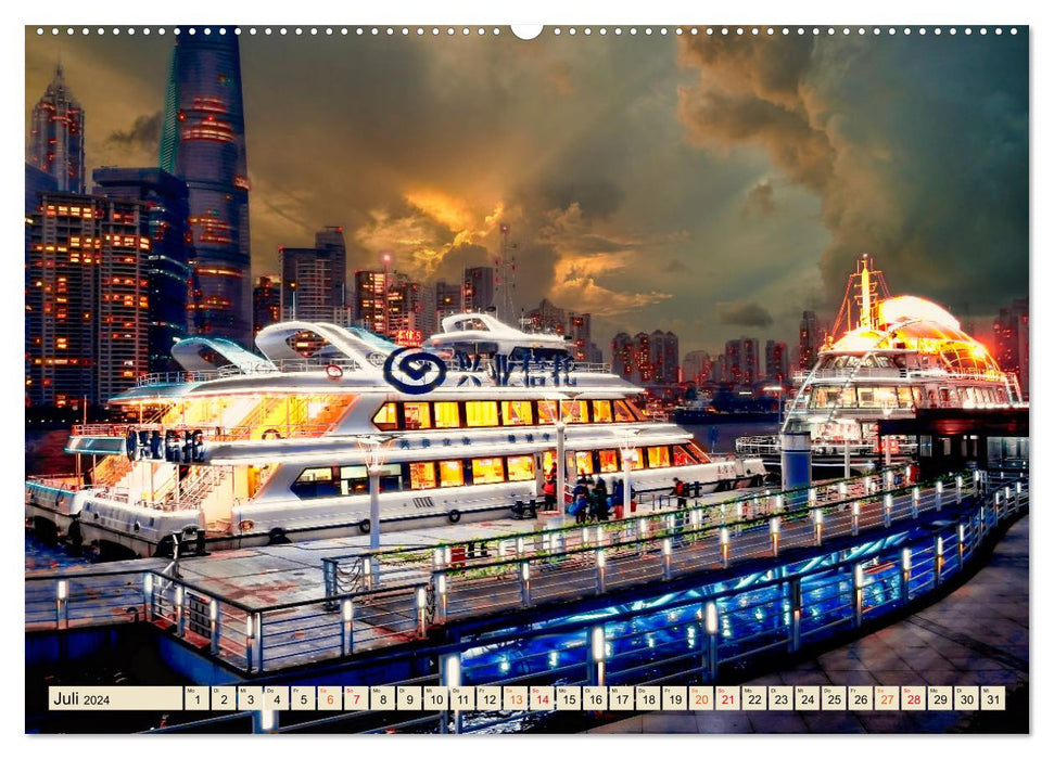 Metropolen - Nacht Skylines (CALVENDO Premium Wandkalender 2024)